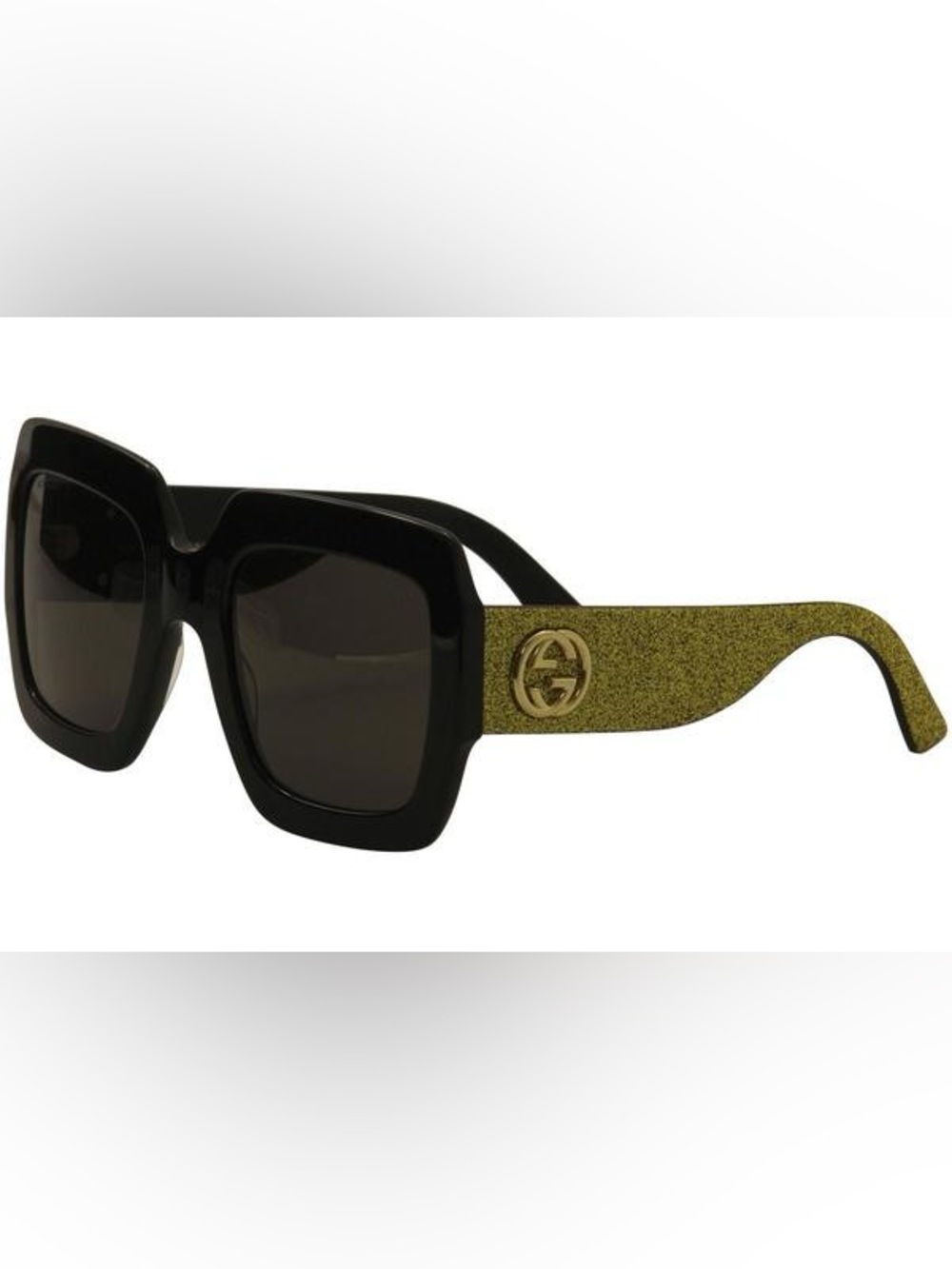 Gucci Black Sunglasses with Gold Glitter Arms